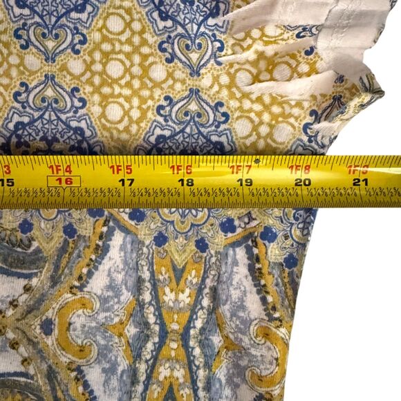 One World Live and Let Live Blue Paisley Short Sleeve Top Size L - Picture 9 of 11